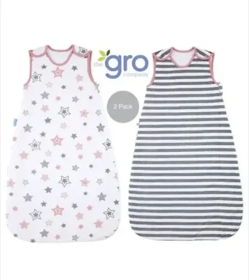 2 Baby Grow Grow Bags Wash And Wear Pack Pink Stars 2.5 Tog Age 6-18 Months BNWT • £22.99