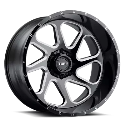 Set Of 4 Tuff T2B Wheels 24X14 8X6.5 GLOSS BLACK MILLED -72MM • $1911.60