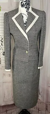 Vintage Rare Louis Feraud Grey Skirt Jacket Suit Size 8 • £13.92