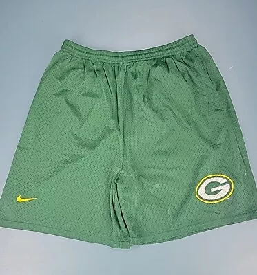 Vintage Nike Green Bay Packers Shorts Mens Large NFL Football Gear Pockets Used • $25