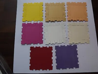 8 Die Cuts Embossed Squares With Pattern Edge Cut In Assorted Coloured Card C162 • £1.35