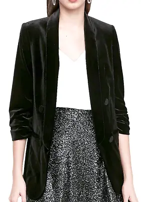 New Express Black Shawl Collar Velvet Boyfriend Blazer Jacket Size Medium • $54.99