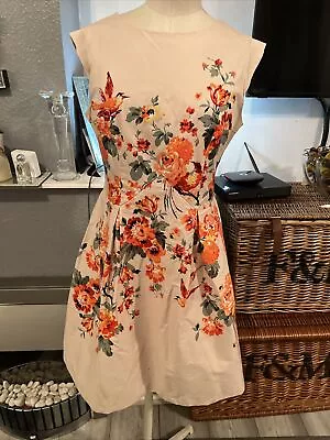 Oasis Floral Fit & Flare Hepburn Dress Size 12  • £4.79