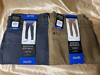 LOT Of 2 ! Banana Republic STRETCH 5 Pocket Comfort Pants 36x30 Gray & Tan Chino • $31.20