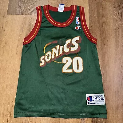 Vintage Seattle Sonics Jersey Champion Gary Payton Supersonics Kid Youth Medium • $49.99