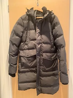 Mens NEXT Hooded Puffer Coat Long Rain Resident Grey Winter Football Manager S • £40