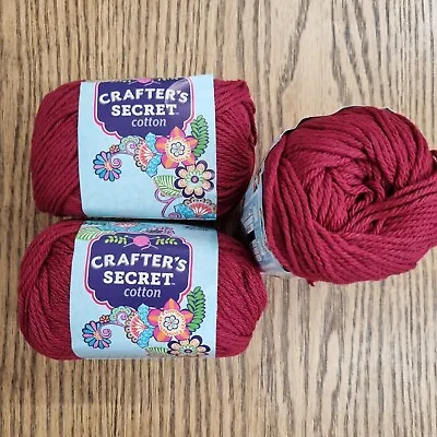 Crafter's Secret Hobby Lobby 100% Cotton Aran Knitting Yarn 3 X 71g 30 Bordeaux • £7.50