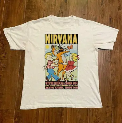 NIRVANA 90's Vintage Concert Tour White T-Shirt For Music Fans • $15.99