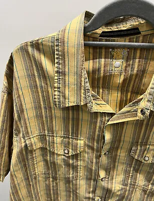 Mountain Hardware Shirt Mens XL Pearl Snap Yellow Plaid Free Shipping • $22.99