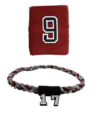 CUSTOM Wristband Sweatband Maroon Gray White 20 Inch Baseball Necklace Combo • $19.99