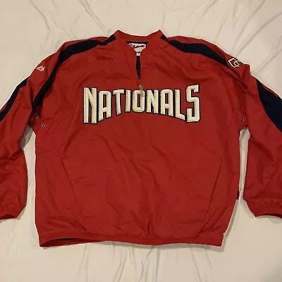 Washington Nationals Majestic Authentic Windbreaker Pullover Jacket XL 2000's • $39.98