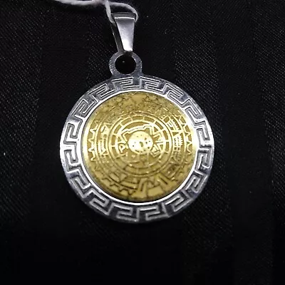 Vintage FINI Dream Jewelry Mexican Mayan Calendar Pendant 2-Tone Gold Silver • $25