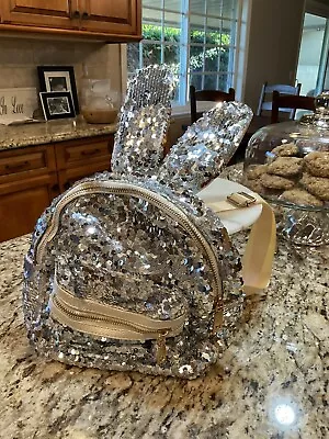 Bunny Rabbit Ear Small Sequin  Silver Tone Easter Backpack • $28