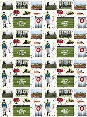 Horse Racing Theme Personalised Birthday Gift Wrapping Paper 3 Designs ADD NAME • £4.19