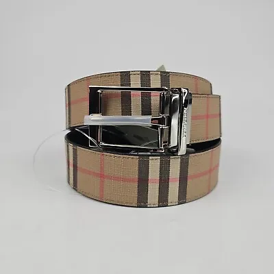 Burberry Reversible 35mm Check Beige Faux Leather Belt New • $299