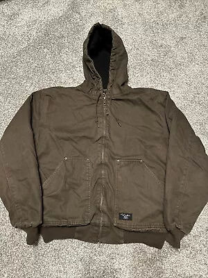 Walls Workwear Jacket Mens Brown Large Tall Fleece Lined Hooded Canvas Farmer • $39.99