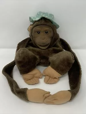 Vintage Monkey Chimp Chimpanzee Hand Puppet Plush Squeaks Flocked Face Long Arms • $24.69