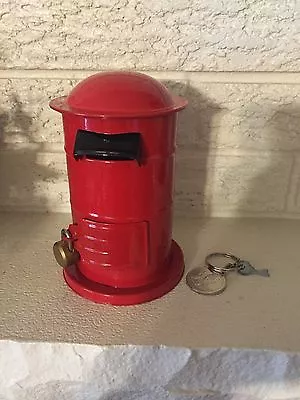 English Post Letter Box Red Pillar Money Bank 1850 Tin Toy Remake • $14.95