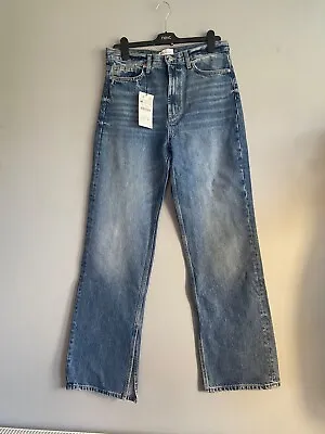 Zara Jeans Trf Wide Leg Split Blue Size 40 Uk12 Bnwt • £29.99