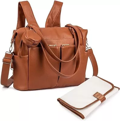 Multifunctional Baby Nappy Tote Bag 14 Pocket PU Vegan Leather Convenient Travel • $129