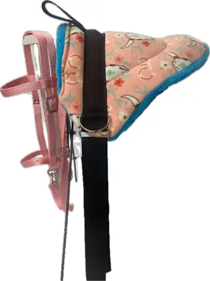 Miniature Horse / Sm Pony Bareback Saddle Pad Set - Pink Skull -  Bitless Bridle • $69.74