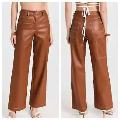 NWT STAUD Domino Faux Leather Pant In Whiskey Sz 6 • $179