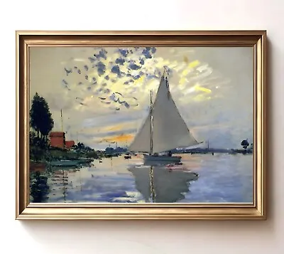 Claude Monet Sailboat At Le Petit Gennevilliers Impressionist Landscape Painting • $9.95