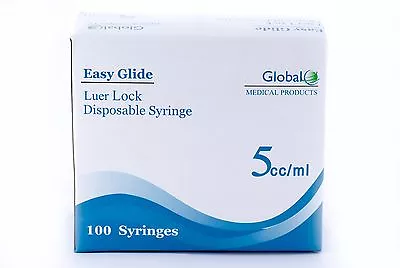 $14.30 • Buy 5cc LUER LOCK SYRINGES 5mL STERILE SYRINGE ONLY NO NEEDLE Box Of 100
