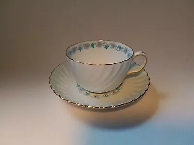 Minton Vineyard S574 Pale Blue Bone China Tea Cup And Saucer • £7.50