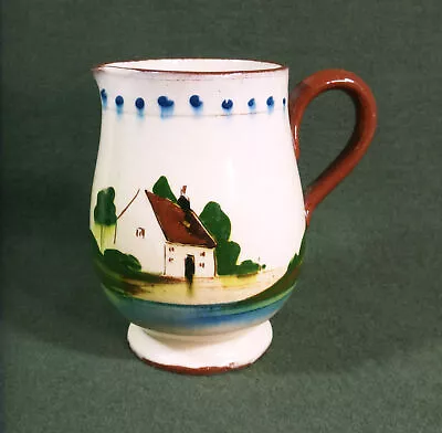 Vintage TORQUAY Mottoware COTTAGE 5  CREAMER PITCHER Slip Paint Red Pottery • $15