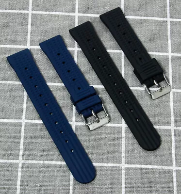 Premium Rubber Watch Bands For Seiko Silicone Strap Mens Sport20/22mm Blue Black • £14.88