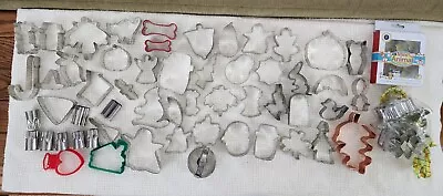 Lot Of 65+ Holiday Aluminum Cookie Cutters Christmas Halloween Thanksgiving Mold • $27.19