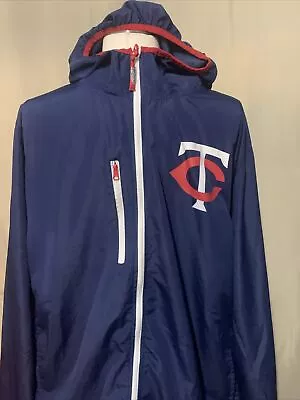 Minnesota Twins Windbreaker Jacket Adult XL Blue Hooded Lightweight MLB Ford • $23.95