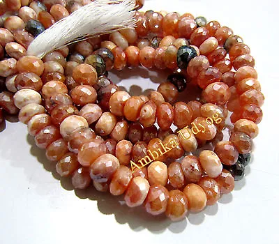 Natural Mystic Coated Mexican Fire Opal Beads Rondelle Faceted Strand 8 Inch • $24.99