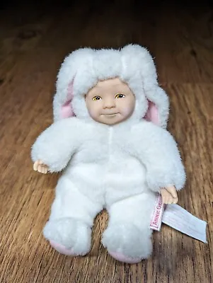 Anne Geddes 1997 Rabbit Bunny Baby Doll Soft Plush Cuddly Toy Beanie Vintage • $4.99