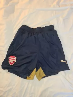 Rare Arsenal FC Football Club 2015-16 Away Kit Puma Shorts Navy Child Age 8-9 • £6