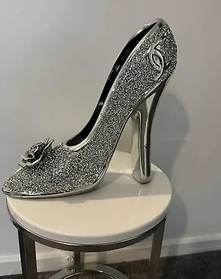 £26.99 • Buy Bling Ornament Free Standing Silver Crushed Ladies Shoe Crystal Diamond Rose