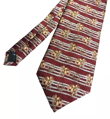 Circle S Western Tie Mens Red With Brown Western Saddles & Rope On Fence  29 • $9.99