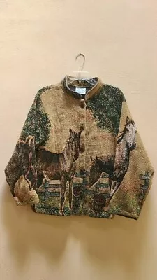 Vintage Sugar Street Weavers Horse Cardigan Jacket Horse And Foal Button Front  • $79.99