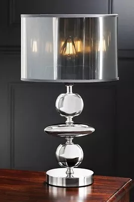 £24.99 • Buy Metal Ball Pebbles Pebble Table Lamp Shade Mirrored Mirror Silver 60W 41cm 8674