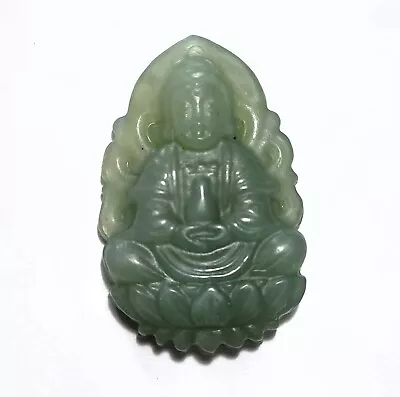 Vtg Carved Jade Buddha Necklace Pendant Sitting Balance Meditation Concentration • $48.97