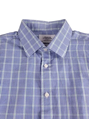 Charles Tyrwhitt Dress Shirt Men 17.5”/44 XL Check French Cuff • £17.99