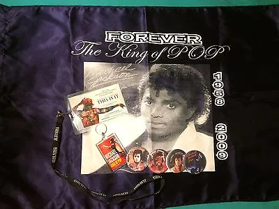Michael Jackson Buttons Pins Key Chain Silkscreen Glitter Glove This Is It Pass • $21