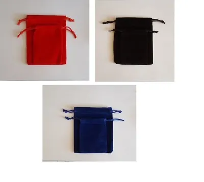 10 50 100 Velvet Pouches Jewellery Drawstring Gift Bag Pouch 2 Sizes 3 Cols • £3.19