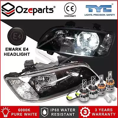 Pair Headlights Black + LED Globes For Holden Commodore VE S1 Omega SS SV6 06~10 • $220