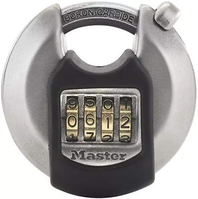 MASTER LOCK Heavy Duty Disc Padlock [Combination] [Stainless Steel] [Outdoor] • £24.81