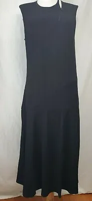 Nwt By Malene Birger Zinilli Midi Flare Dress Sz M Black Stretchy Zips At Neck • $54.95