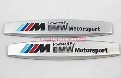 2PCS BMW ///M Powered By Matte Silver Fender Metal Emblem Badge Sticker Logo • $14.99
