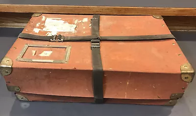 Vintage Antique Travel Shipping Case Trunk Suitcase W/straps • $40