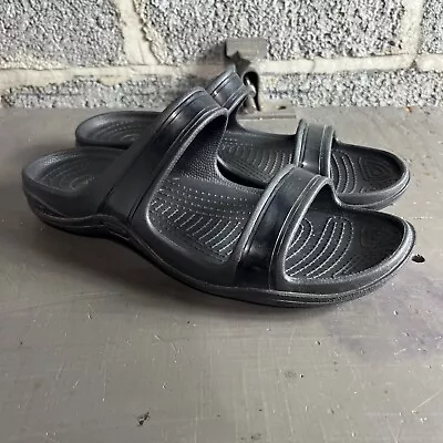 Crocs Patricia Wedge Slip On Double Strap Black Sandals Womens Size 9 • $19.99